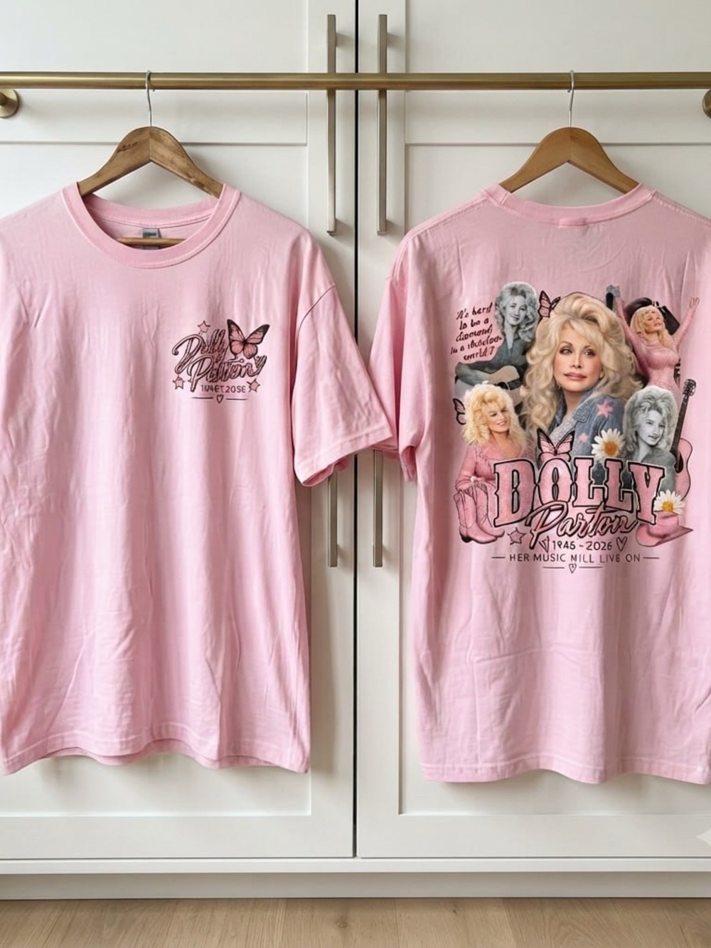 Light Pink Short-Sleeve Graphic Tribute Tee - Dolly Tribute